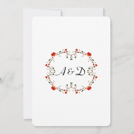 秋の紅葉結婚式招待状 招待状 (裏面)