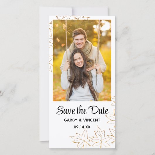 秋の紅葉縁結び ウェディング Save the Date セーブザデート (正面)