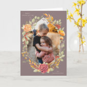 秋の紅葉花模様感謝祭の写真 カード (黄色い花)