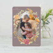 秋の紅葉花模様感謝祭フォトカード シーズンカード (スタンド正面)