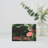 秋の紅葉赤緑の自然の葉写真 名刺 (スタンド正面)