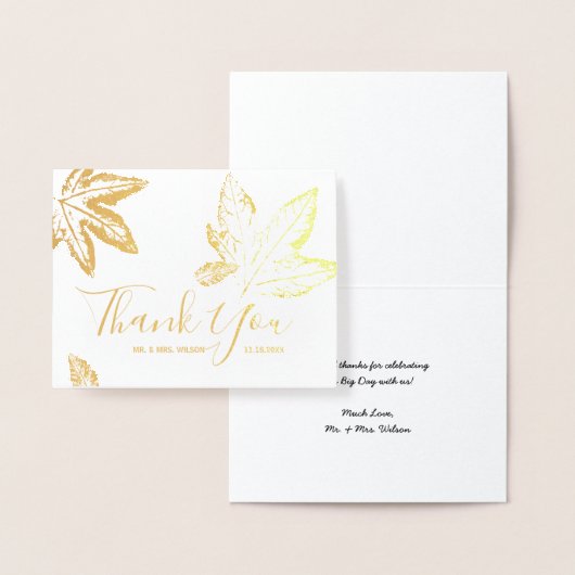 秋の紅葉 |さん素朴結婚の金ゴールド 箔カード (ディスプレー)