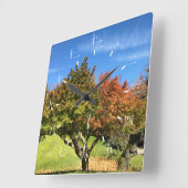 秋の紅葉 スクエア壁時計 (傾斜)