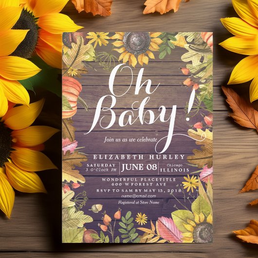 秋の紅葉　マップルリーフ　パンプキン　ベイビーシャワーカード 招待状