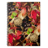 秋の紅葉、栗、キノコ写真 ノートブック (正面)