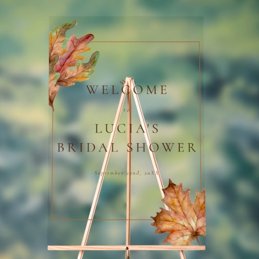 秋の紅葉 水彩 結婚前お披露目 ウェルカム アクリルサイン (ニュートラル)