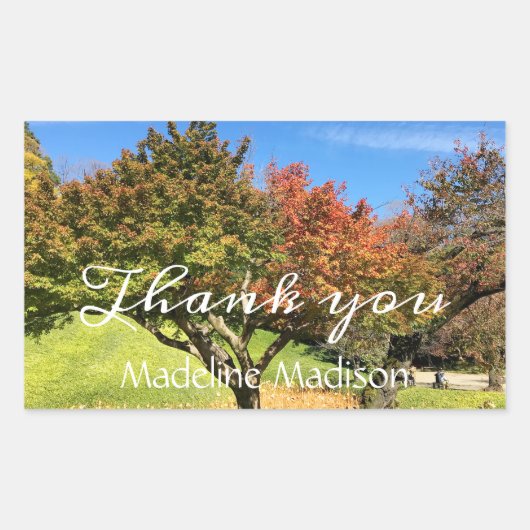 秋の紅葉 長方形シール (正面)