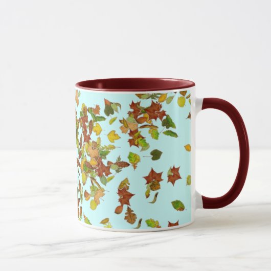 秋の紅葉、青緑色 マグカップ (右)