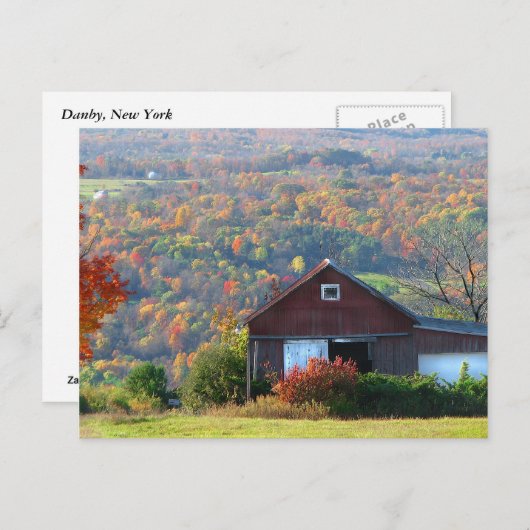 秋の納屋と丘 ポストカード (正面/裏面)