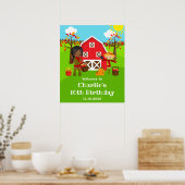 秋の納屋周囲の庭誕生日ダークスキンガールウェルカム ポスター (キッチン)