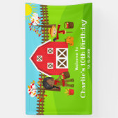 秋の納屋周囲の庭誕生日ダークスキンガールウェルカム 横断幕 (縦)