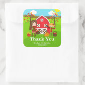 秋の納屋周囲の庭誕生日ブラウンヘアガールサンキュー スクエアシール (バッグ)