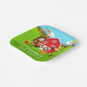 秋の納屋周囲の庭誕生日ブラウンヘアガール ペーパープレート (傾斜あり)