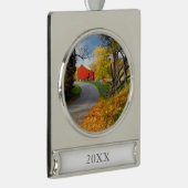 秋の納屋 シルバープレートバナーオーナメント (右)