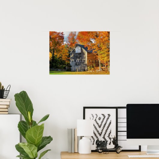 秋の納屋 ポスター (ホームオフィス)