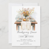 秋の素朴お祝い感謝祭 招待状 (正面)