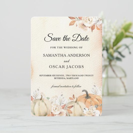 秋の素朴かぼちゃと花 セーブザデート (スタンド正面)