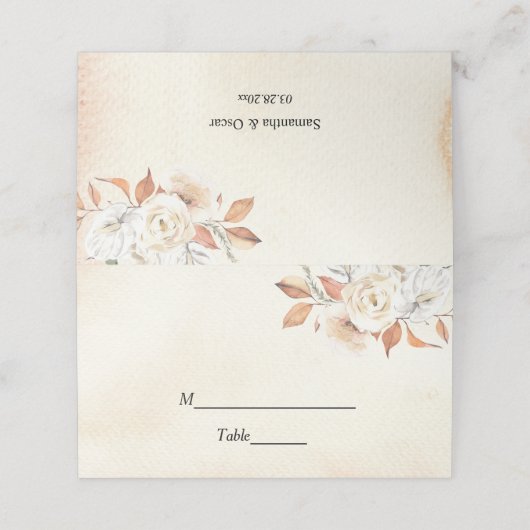 秋の素朴かぼちゃと花 プレイスカード (外部開封)