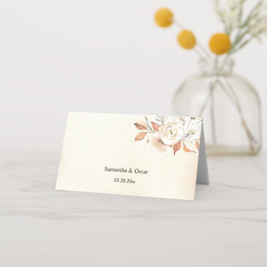 秋の素朴かぼちゃと花 プレイスカード (裏面)