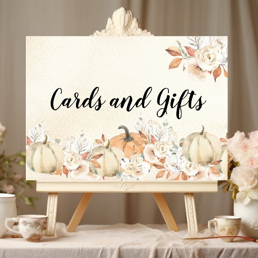 秋の素朴かぼちゃと花 ポスター