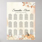 秋の素朴かぼちゃと花 ポスター (正面)