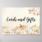 秋の素朴かぼちゃと花 ポスター (正面)