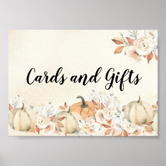 秋の素朴かぼちゃと花 ポスター (正面)