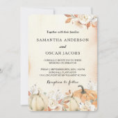 秋の素朴かぼちゃと花 招待状 (正面)