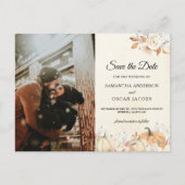 秋の素朴かぼちゃと花 案内ポストカード (正面)