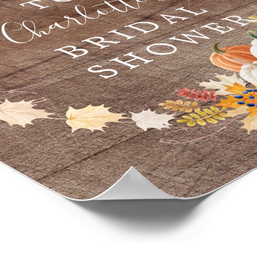 秋の素朴かぼちゃのブライダルシャワーへようこそ ポスター (角)