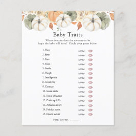 秋の素朴かぼちゃのベビー特徴シャワーゲーム