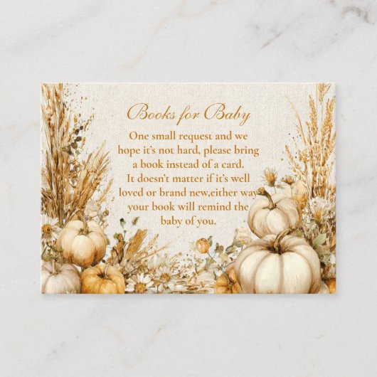 秋の素朴かぼちゃのベビー エンクロージャーカード (正面)