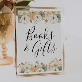 秋の素朴かぼちゃの本と贈り物 ポスター