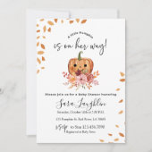 秋の素朴かぼちゃの秋の赤ちゃんシャワー 招待状 (正面)