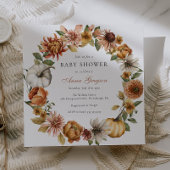 秋の素朴かぼちゃの赤ちゃんシャワー 招待状