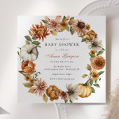 秋の素朴かぼちゃの赤ちゃんシャワー 招待状