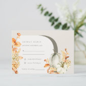 秋の素朴かぼちゃアーチフローラウェディングRSVP エンクロージャーカード (スタンド正面)