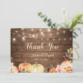 秋の素朴かぼちゃフローラひも サンキューカード (スタンド正面)