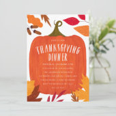 秋の素朴かぼちゃ感謝祭ディナー 招待状 (スタンド正面)