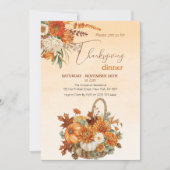 秋の素朴かぼちゃ感謝祭ディナー 招待状 (正面)