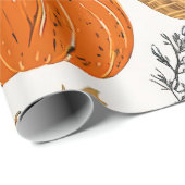 秋の素朴かぼちゃ、ひょうたん、葉のパターン ラッピングペーパー (ロールコーナー)