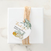 秋の素朴なオレンジのカボチャの感謝してい緑あな フェイバータグ (インサイチュ)