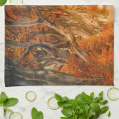 秋の素朴なカエデの木の森の秋オレンジブラウン キッチンタオル (折り畳み)