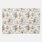 秋の素朴なカボチャと花 キッチンタオル (横)