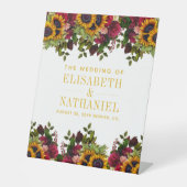 秋の素朴なフローラ結婚のカップルの名前は歓迎 台座サイン (正面)