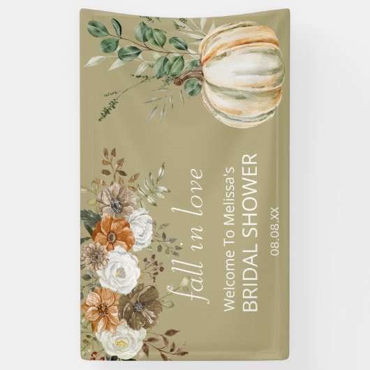 秋の素朴な茶色のフローラ緑 横断幕 (縦)