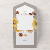 秋の素朴ひまわりトープ&ホワイトディナー オールインワン招待状 (外側)