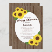 秋の素朴ひまわりベビーシャワー招待状 招待状 (正面/裏面)