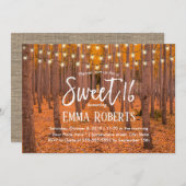 秋の素朴ウッズストリングライトスウィート16 招待状 (正面/裏面)