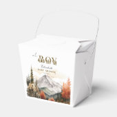 秋の素朴ウッドランドベア山の赤ちゃんシャワー フェイバーボックス (正面サイド)